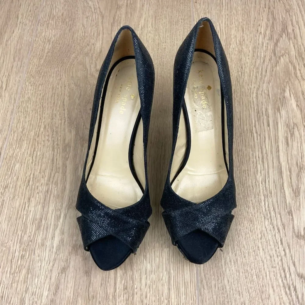 Kate Spade New York Billie Peep Toe Pump Heels - Black Sparkle